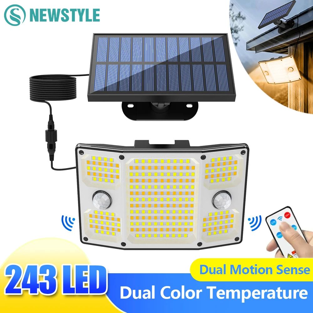 254/243LED Outdoor Solar Lights Garden Solar Powered Securit