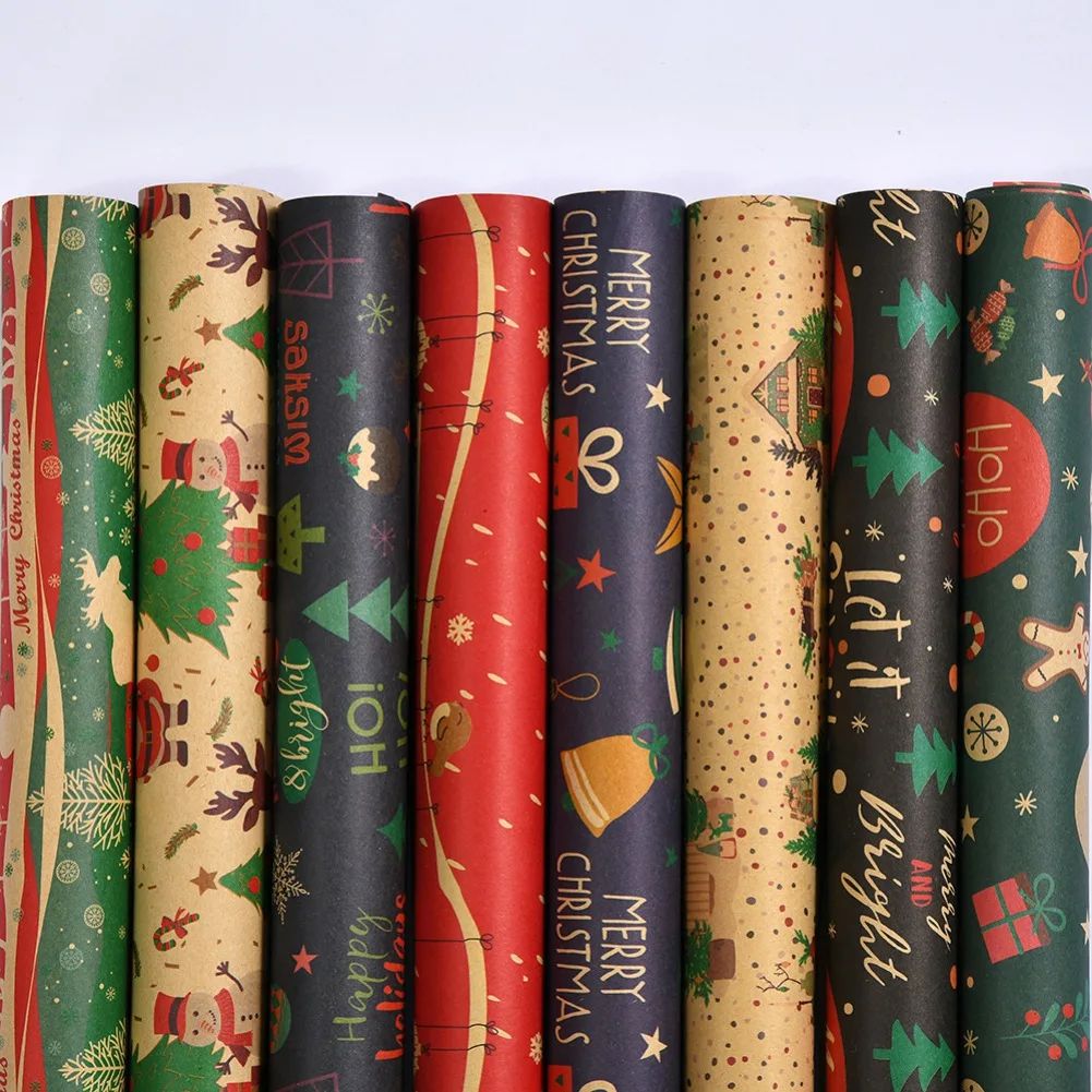 Christmas Gift Wrapping Paper Flower Bouquet Packing Kraft P