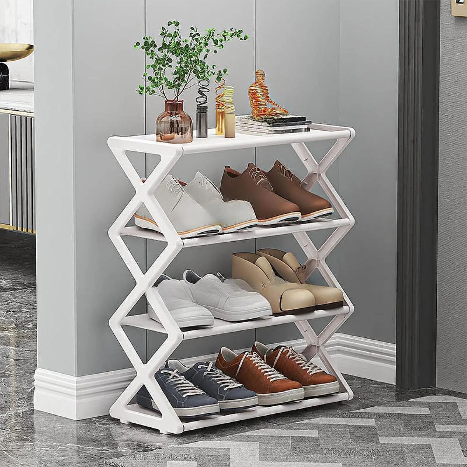 X-Shaped Dustproof Shoe Rack For Front Door Entrance Stand S