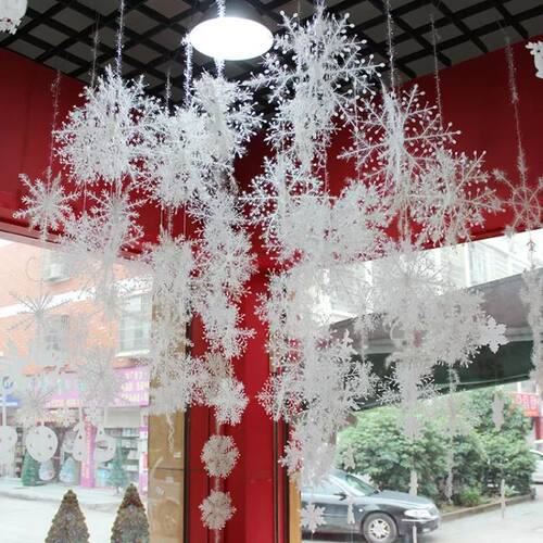 3Pcs/set Christmas Snowflake Ornaments Glitter Fake White Sn
