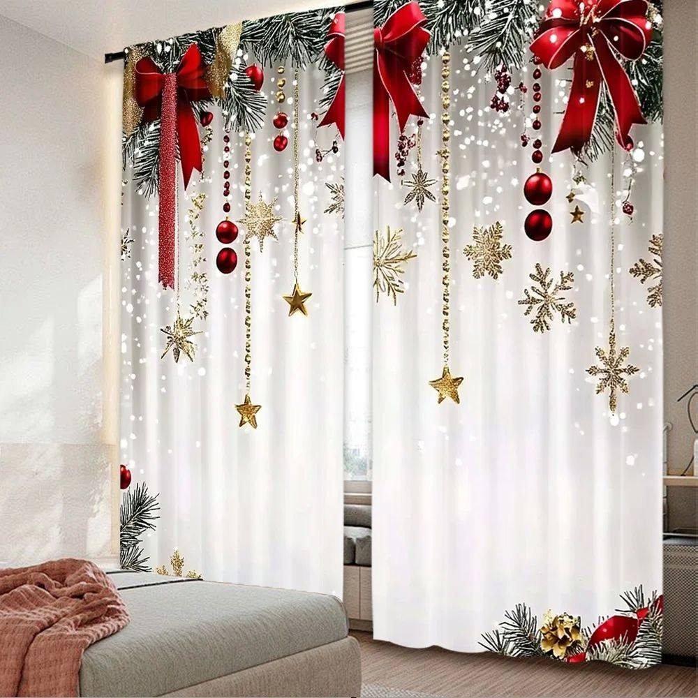 2pcs 2D flat printing Merry Christmas Curta FestiveDecor Dur