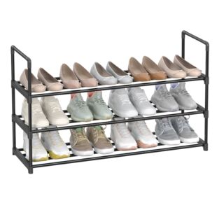 Shoe Rack, 3 Tier Shoe Organizer, Metal Shoe Storage Shelf f