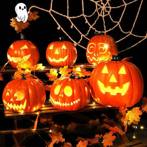Halloween Pumpkin Lights Jack O Lantern Battery Operated Vin