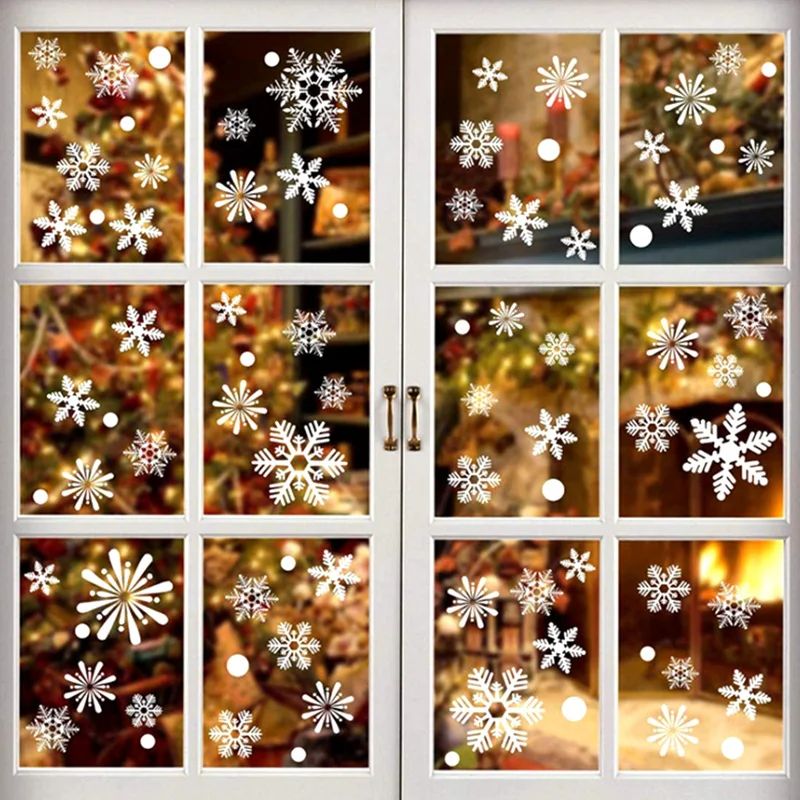 36pcs/lot White Snowflake Christmas Wall Stickers Glass Wind