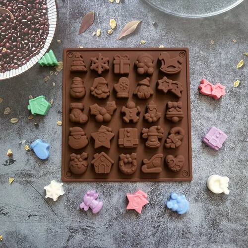 25 Cavity Variou Shapes Christmas Silicone Chocolate Mould D