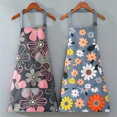 Cute Flower Kitchen Household Oil-Proof Cooking Apron For Wo
