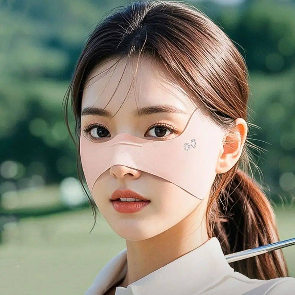 Summer Elastic Ice Silk Mask Thin Sunscreen Veil Golf Face M图片
