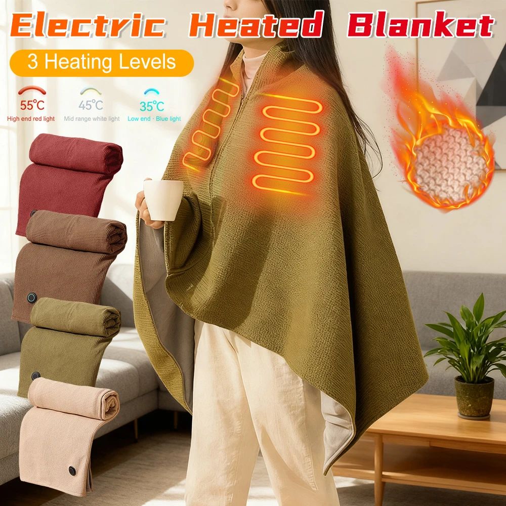 Wearable Electric Blanket 3 Heating Levels USB Heating Winte