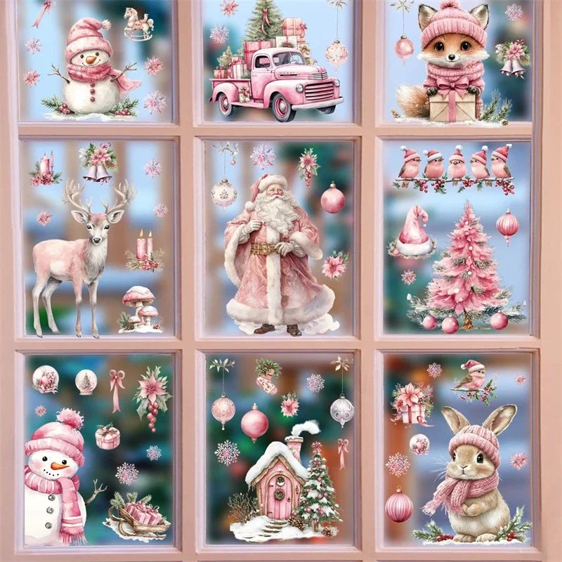Christmas Glass Window Stickers Santa Claus Snowman Elk Stic