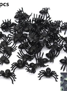50Pcs/lot Halloween Decorative Spiders Small Black Plastic F