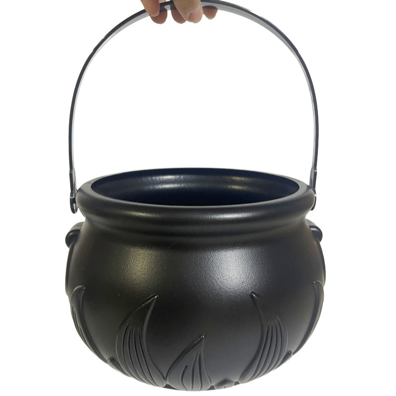 Halloween Witch Flame Bucket 19.5cm Portable Candy Bucket Wi