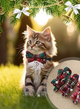 1pc New Year Xmas Decorations Miniature Dogs Cat Pet Bow Bel
