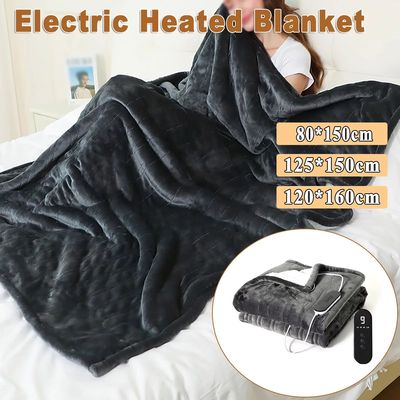 Flannel Electric Heated Blanket Bed Warmer Soft Nap Throw wi