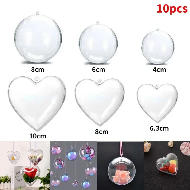 10pcs Transparent Open Plastic Christmas Ornament Ball Clear