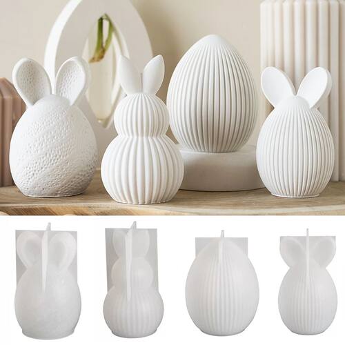 Easter Series Silicone Mold 3D Striped Egg Straight Ear Rabb