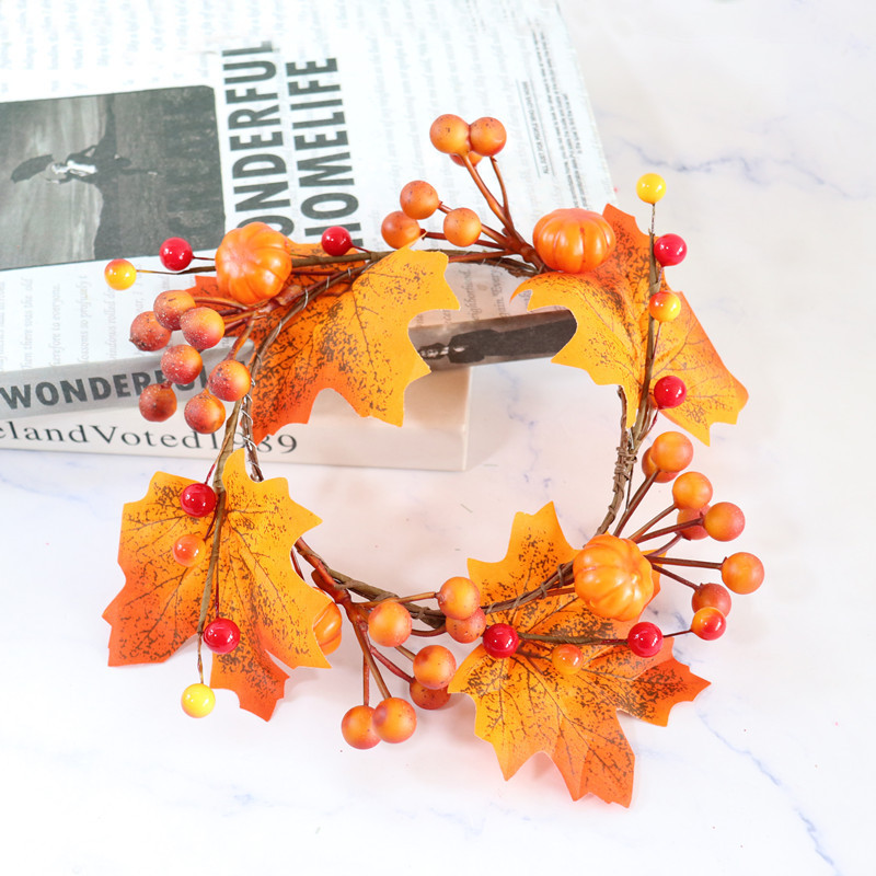 Halloween Decoration Thanksgiving Harvest Candle Ring Maple
