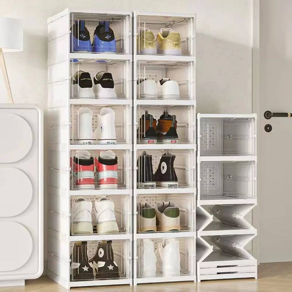 3/6 Layers Foldable Shoes Storage Box Transparent Sneaker Sh