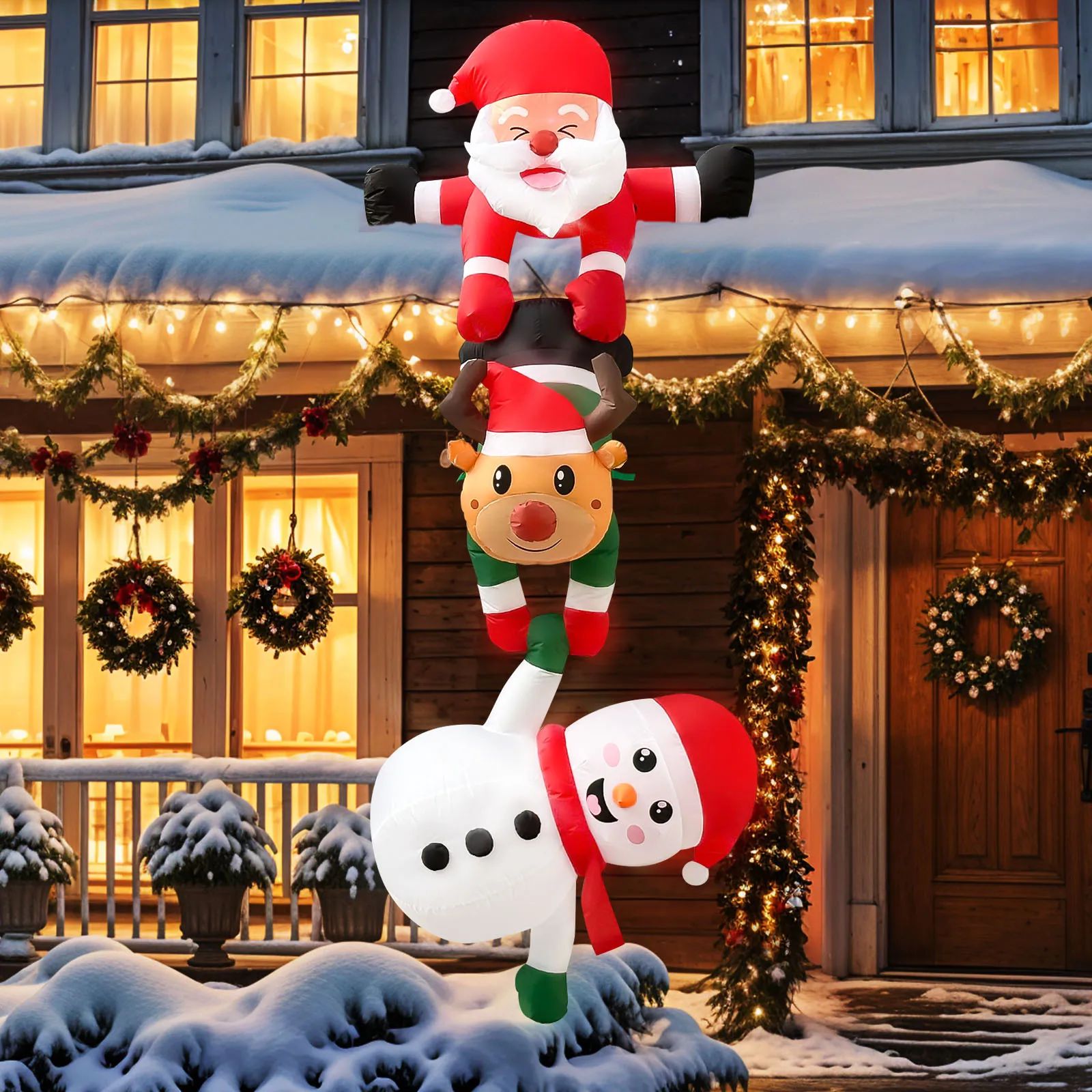 8FT Christmas Inflatables Decor, Climbing Santa Claus with R