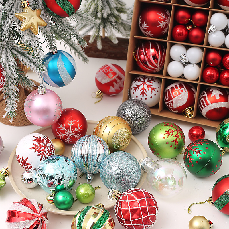 42 Christmas Painted Ball Gift Box 3cm/6cm Set Christmas