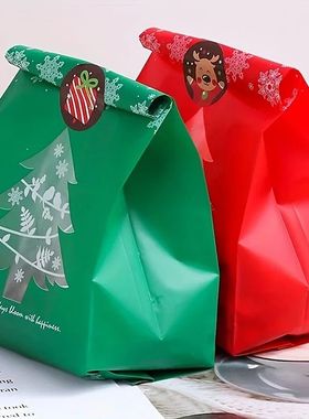 10 Pcs Christmas Packaging Bags, Candy Chocolate Biscuit Foo
