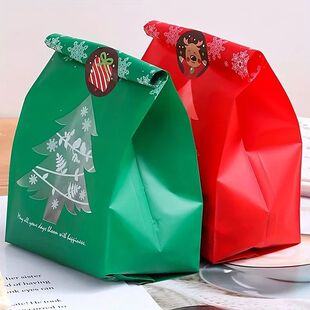 10 Pcs Christmas Packaging Bags, Candy Chocolate Biscuit Foo