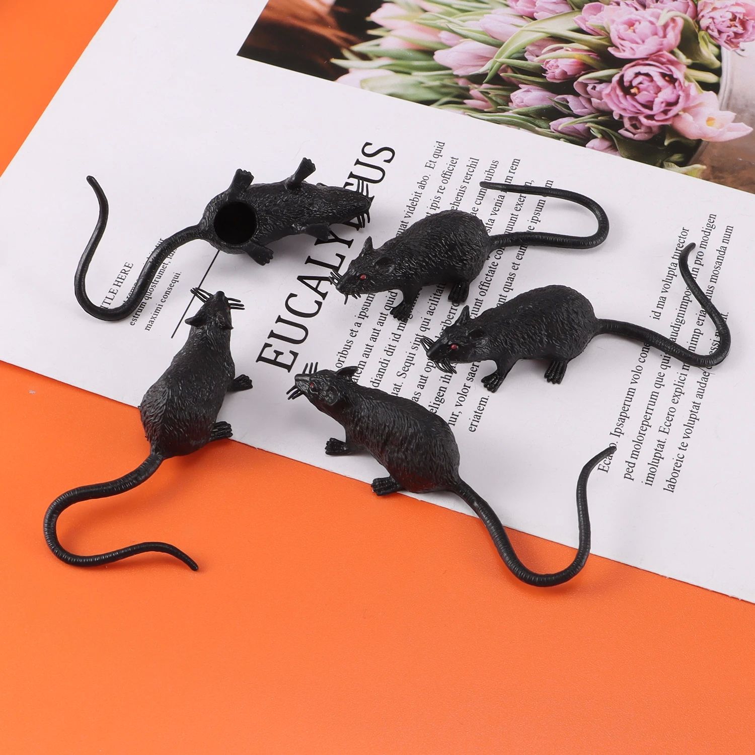 5Pcs Halloween Artificial Plastic Mouse Luminous Bat Hallowe