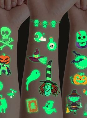 10Sheets Halloween Luminous Tattoo Stickers Ghost Pumpkin Ki