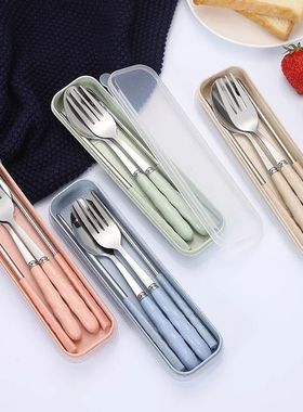 3pcs/set Tableware Set Stainless Steel Chopsticks Fork Spoon