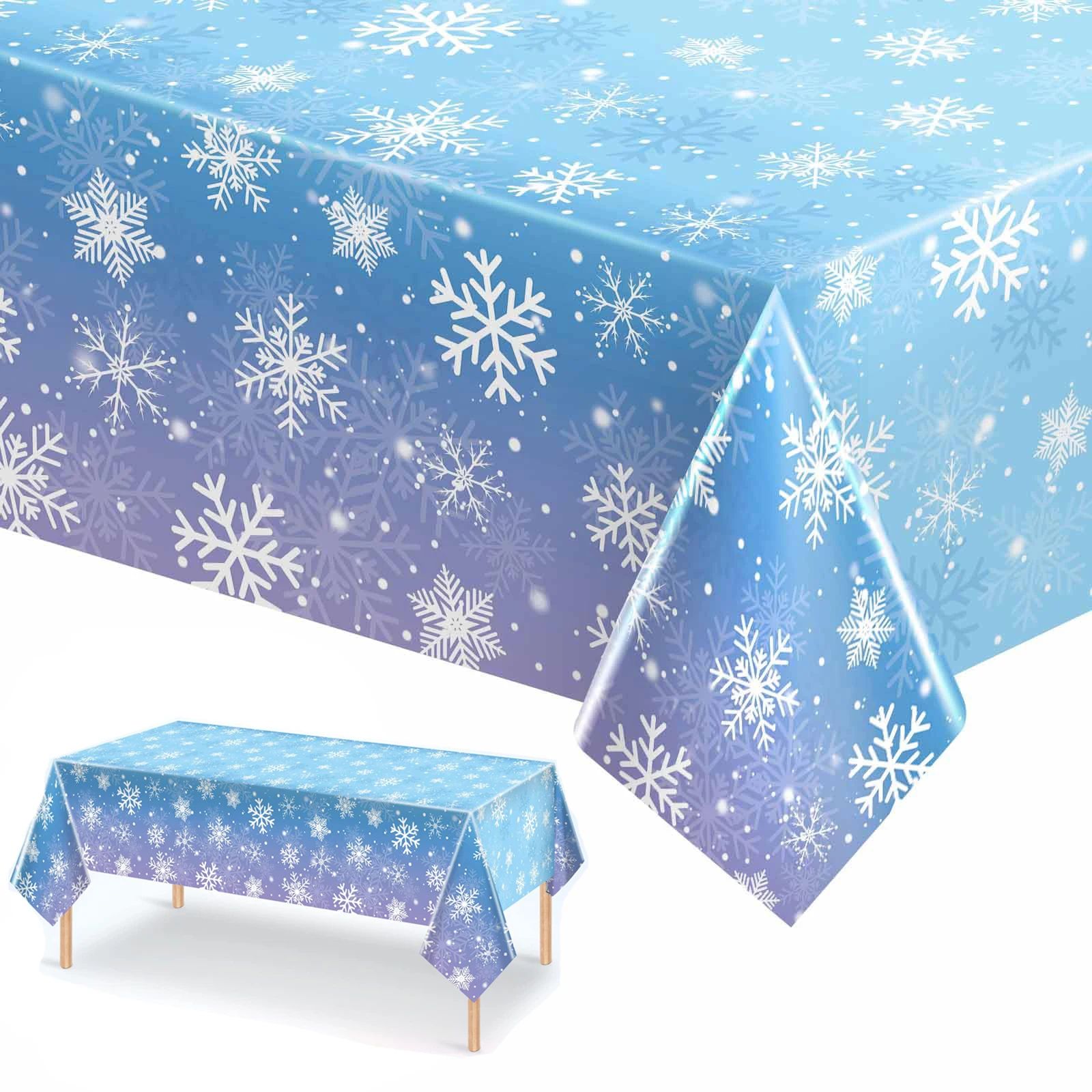 Winter Snowflake Tablecloth Frozen Themed Table Cover for Ch