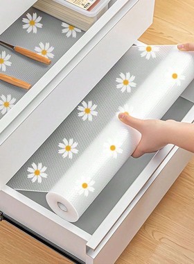 1 Roll Daisy Shelf Liner For Kitchen Cabinets EVA Waterproof