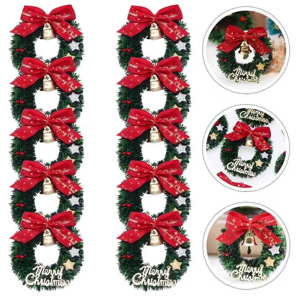 10pcs/pack Christmas Wreath Tree Wreaths Hanging Decorations