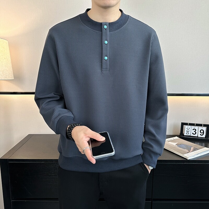 2025秋冬新款男士玉米粒面料圆领卫衣