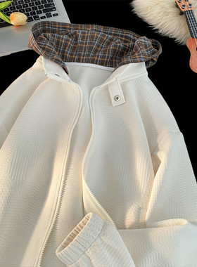 2025 春季新款 港风摆拍大码肌理感连帽夹克M-5X HJ25057-特P55