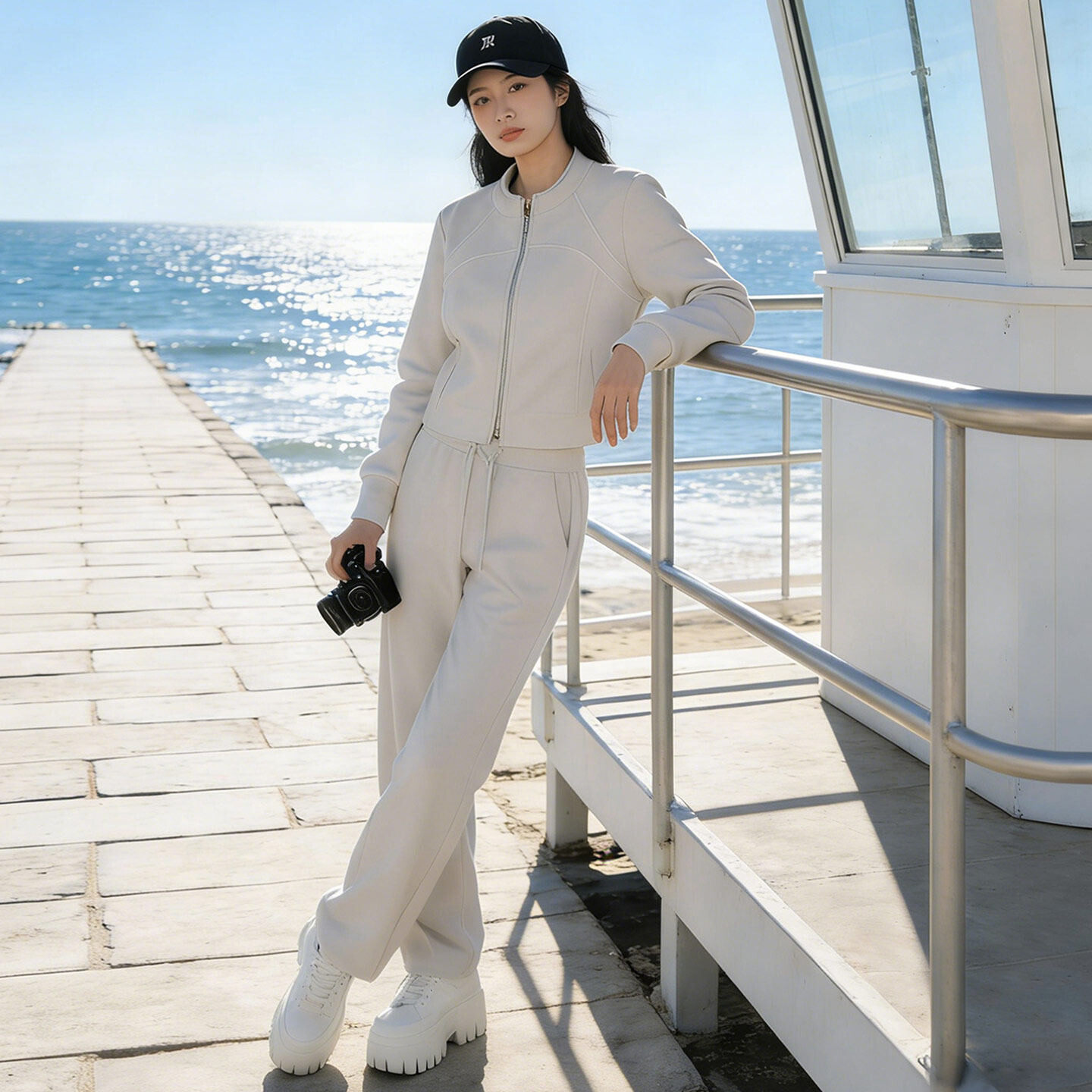 休闲运动套装女装春季新款修身显瘦开衫卫衣阔腿裤两件套时尚减龄