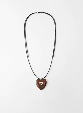 黑绳红色爱心长款项链叠戴吊坠韩系ins秋季安可拉红配饰女新款潮