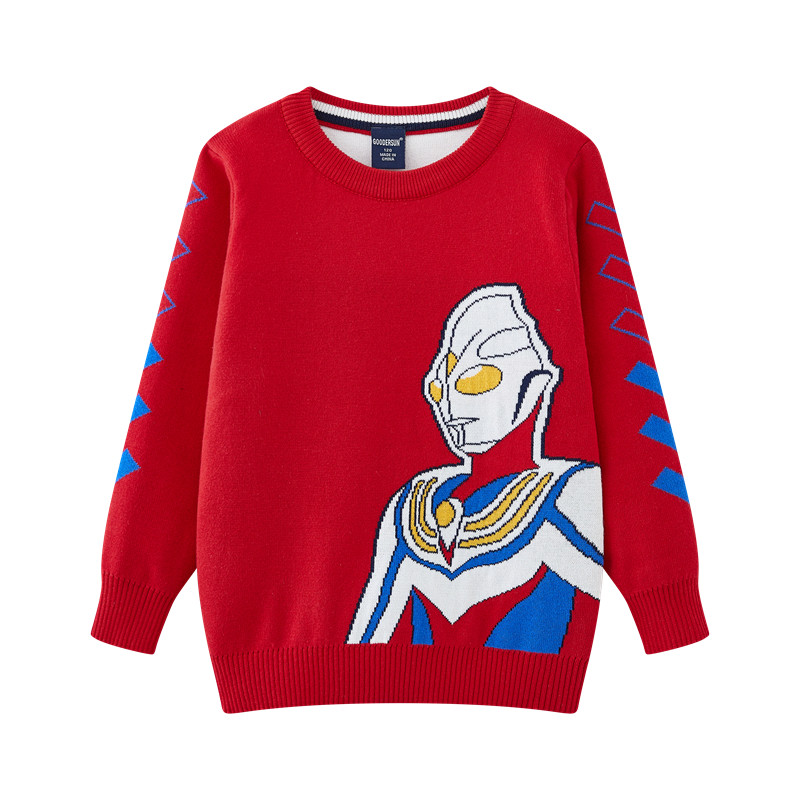 奥特曼男童保暖秋冬毛衣针织卡通新款针织衫套头童装儿童纯棉毛衣