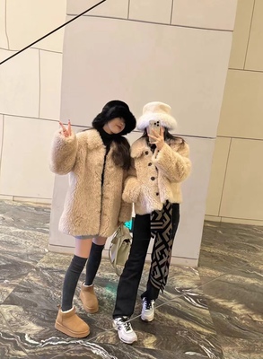 全羊毛托卡皮毛一体羊羔毛皮草外套女羊剪绒大衣中长款2025冬新款