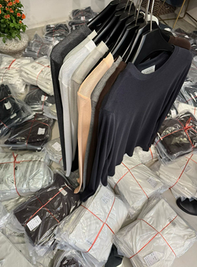 SLINE韩系极简纯色亲肤长袖打底衫T恤女2025秋季新款天丝羊毛上衣