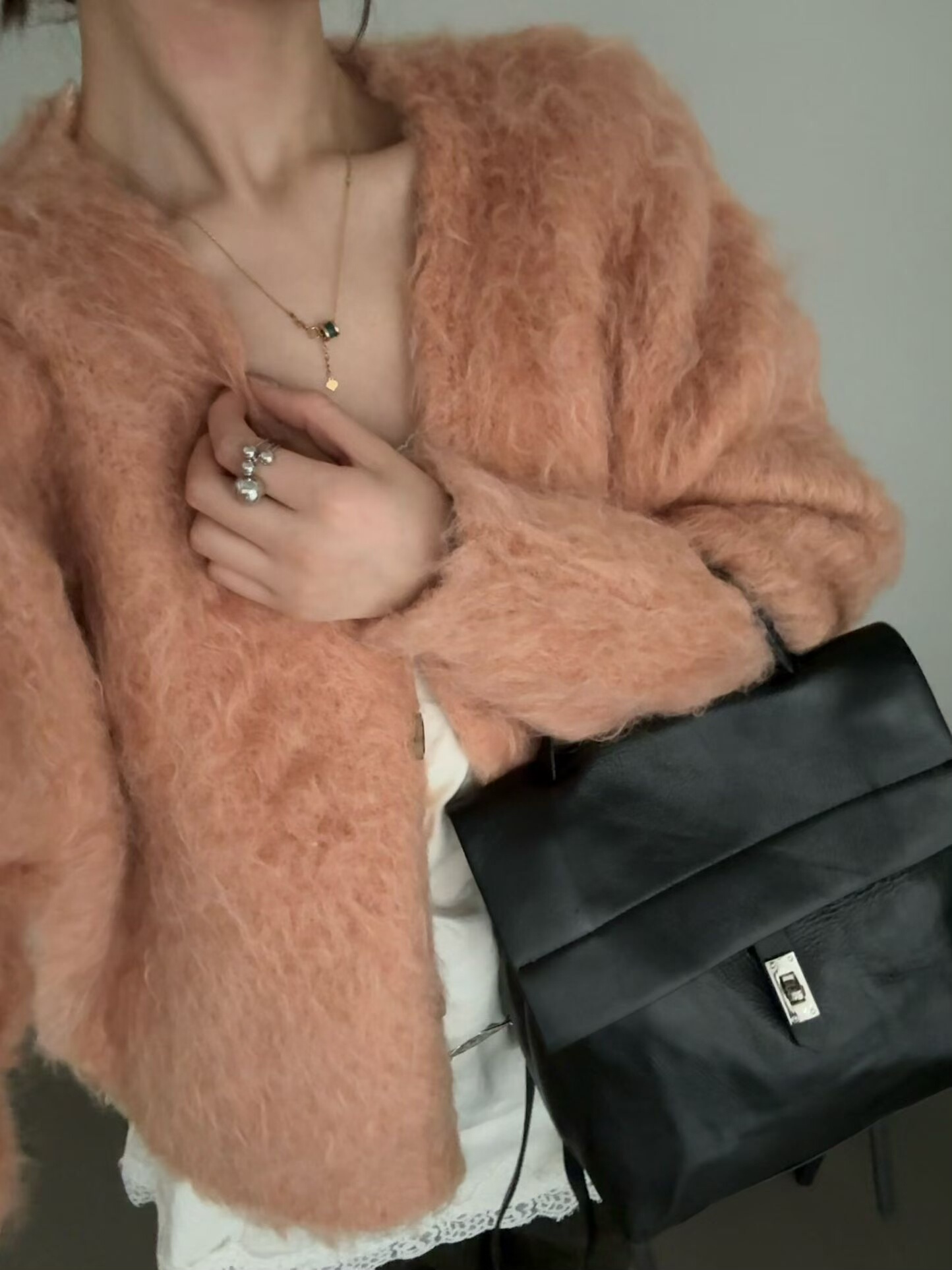 韩系ins氛围感毛茸茸毛衣开衫