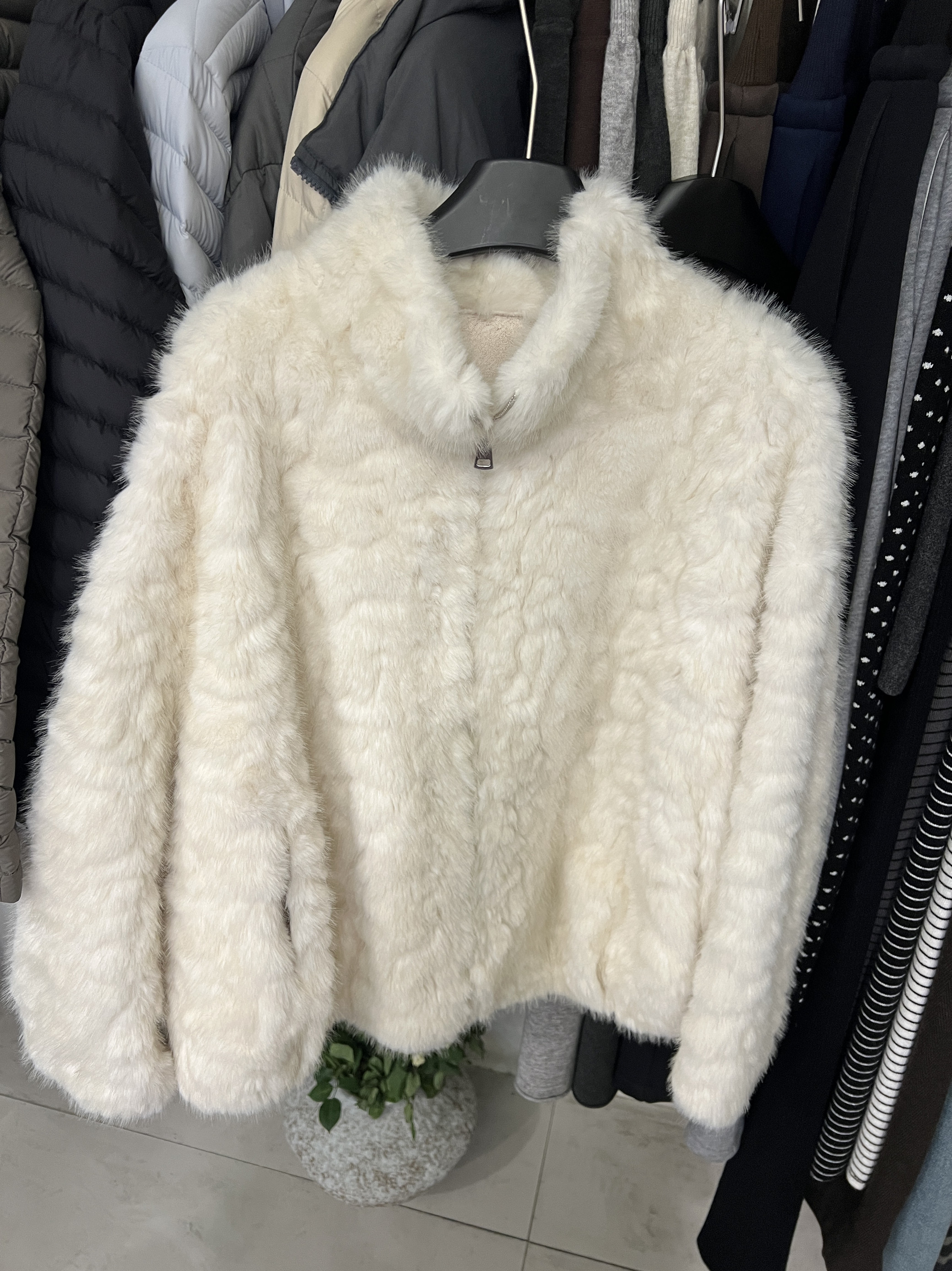 韩系高级感小湖羊立领中长外套女2025冬季新款皮毛一体毛毛大衣