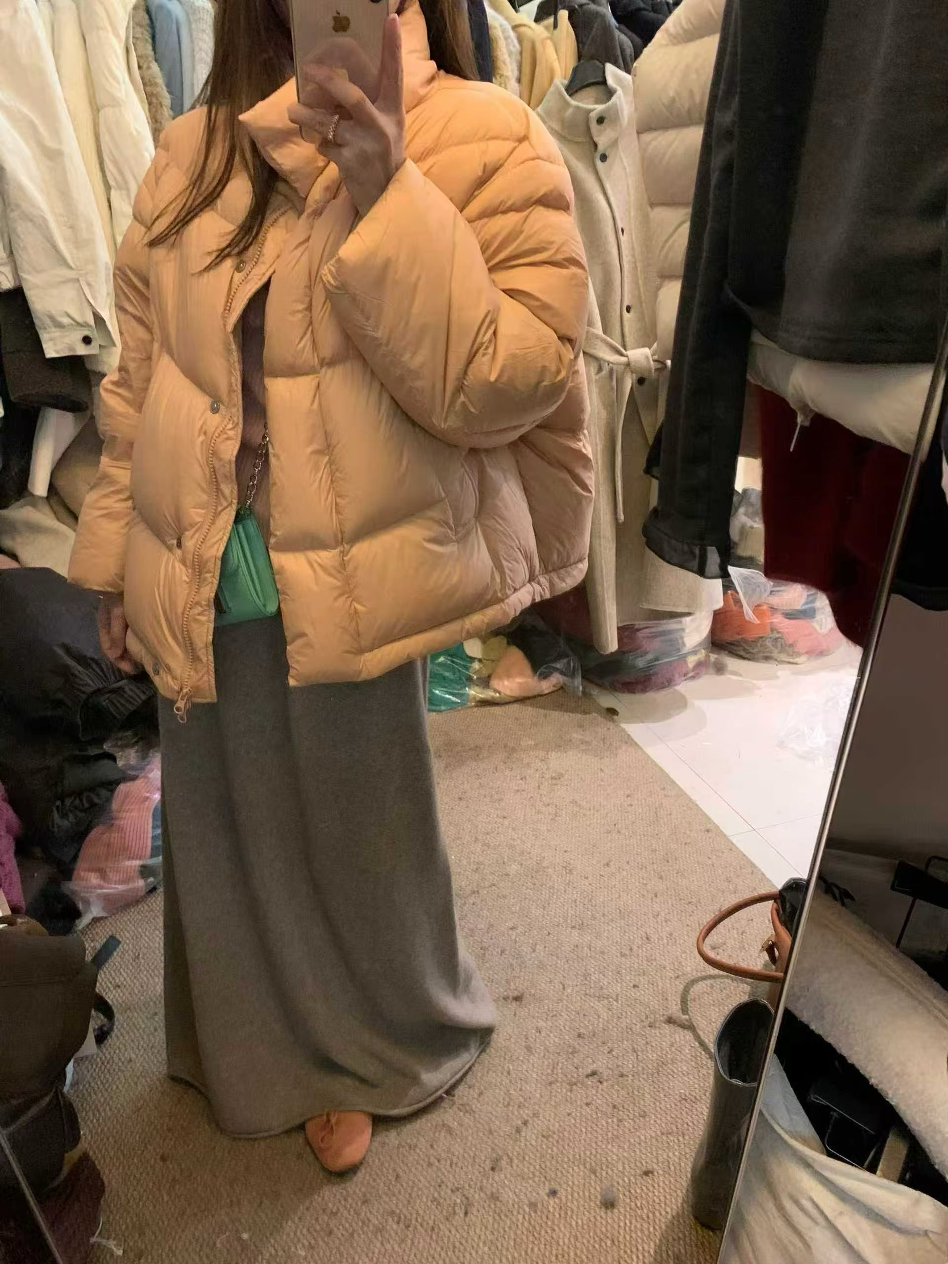 新国标90白鸭绒羽绒服女2025冬新款韩版泡芙感面包服短款保暖外套