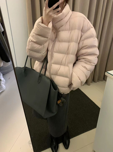 韩系冬立领新国标90白鸭绒羽绒服女短款小个子加厚保暖面包服外套