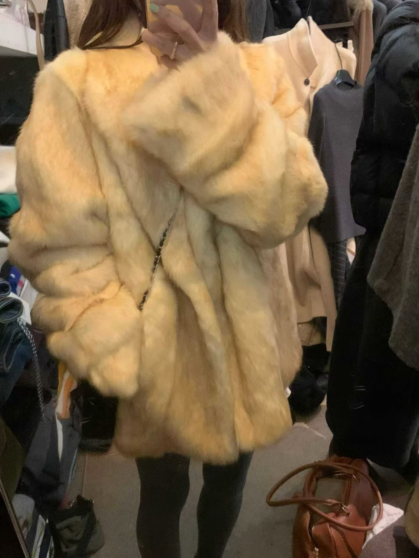 2025冬新款进口整皮兔毛皮草女中长款高级感立领毛毛外套