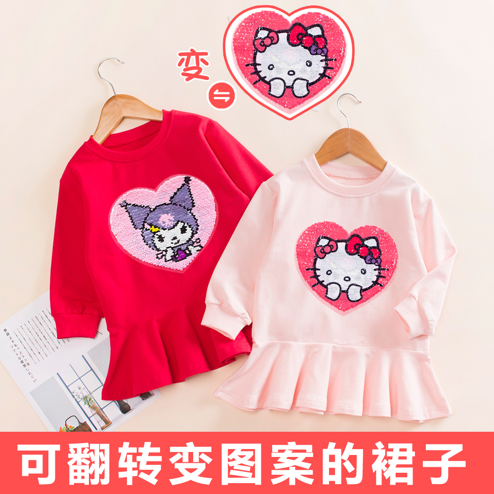 女童亮片可翻转变图案的连衣裙