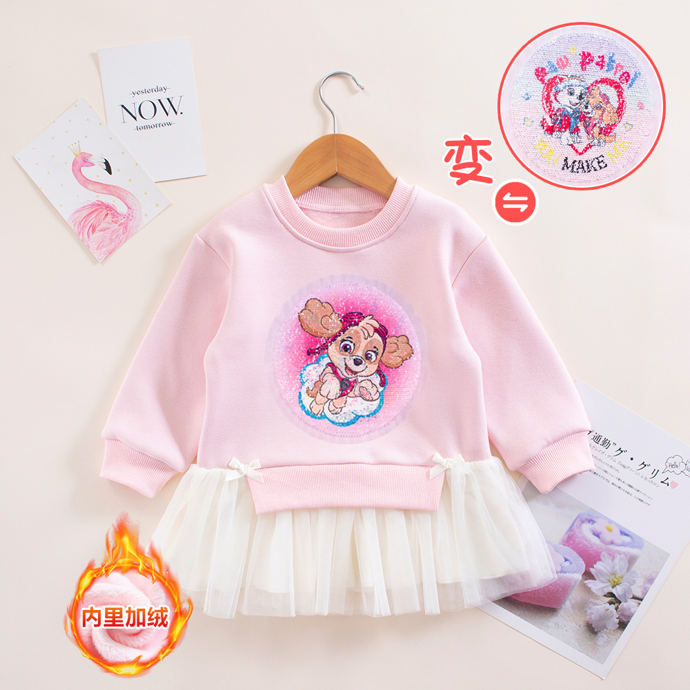 女童秋冬加绒连衣裙薄绒亲肤保暖