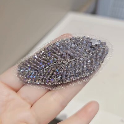 海家西子璀璨工艺水晶叶子发夹手工缝制气质BB夹边夹刘海夹发饰女