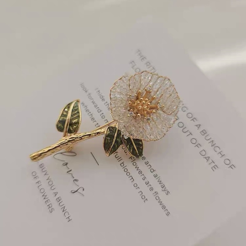 西子同款温婉气质浪漫山茶花胸针百搭外套毛衣胸花配饰送礼别针女
