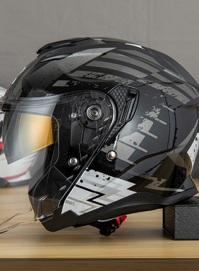 AR摩托车半盔男女全覆机赛车跑盔双镜片四季头盔预留蓝牙槽835