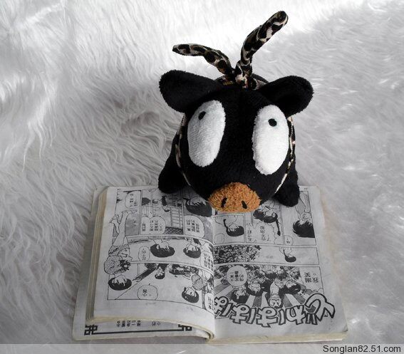 宝木子手工毛绒公仔 乱马1/2 良牙小猪 黑猪玩偶 动漫布娃娃