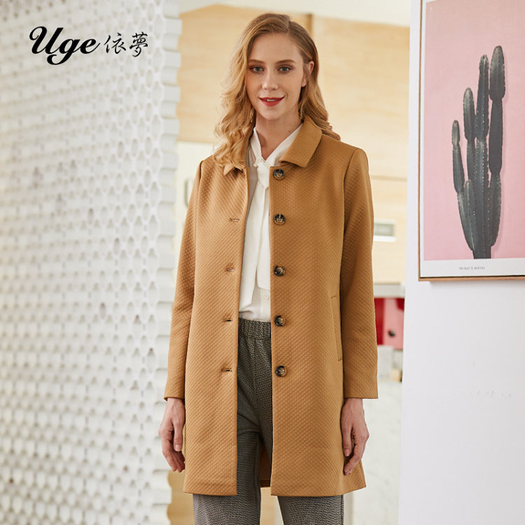 Uge依梦时尚菱形纹翻领设计中长款外套10234832,女装/女士精品,毛呢外套,淘宝优惠券,粉丝福利购,淘宝优惠卷